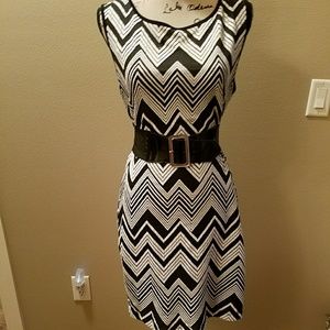 Black and white chevron dress
